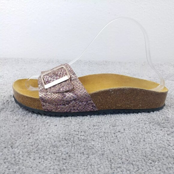 Daniel Sandals Womens 40 EU Slides Pink Glitter Slip On Shoes Strap Buckle - Picture 3 of 8